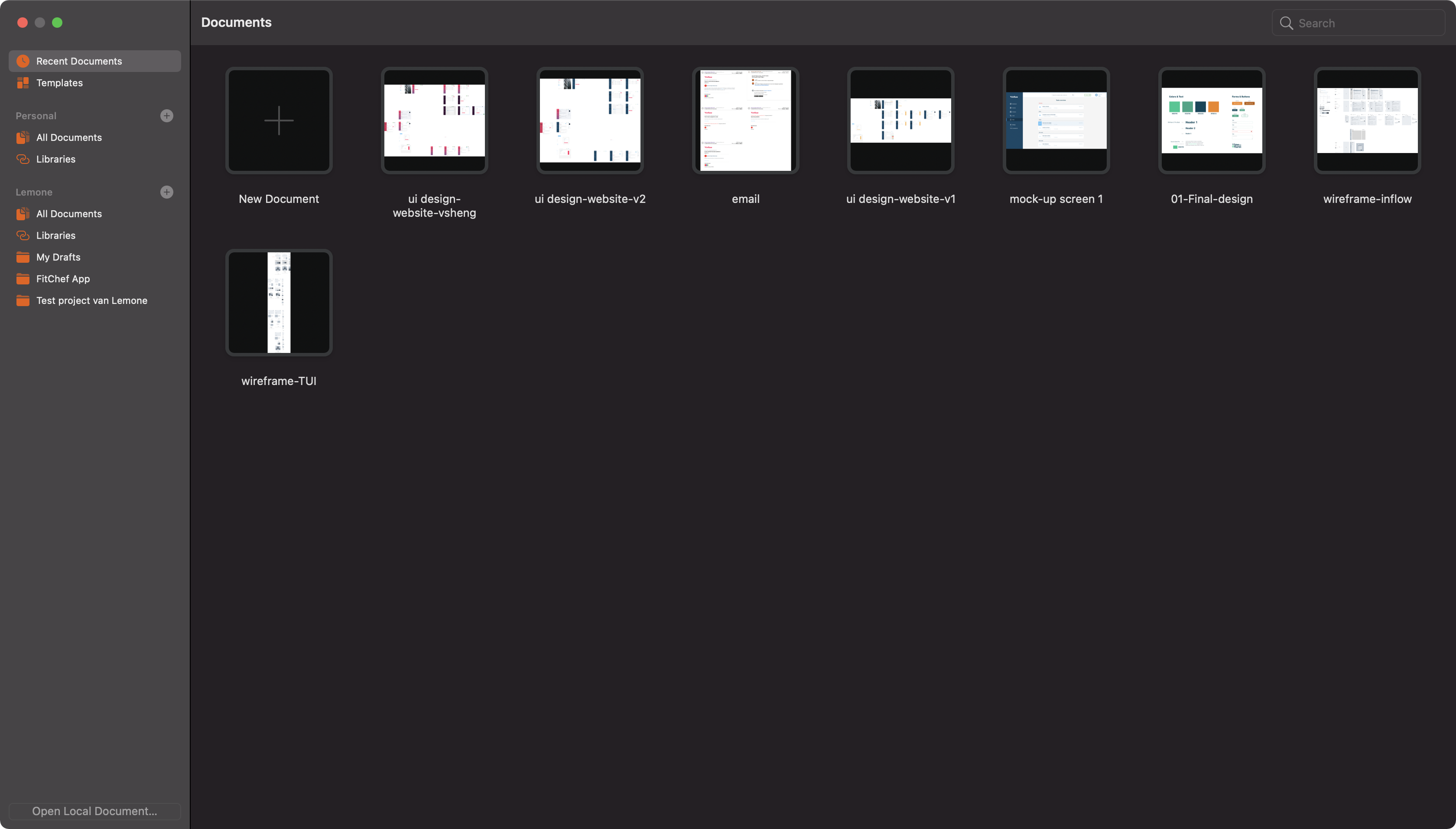 Startscherm Sketch App