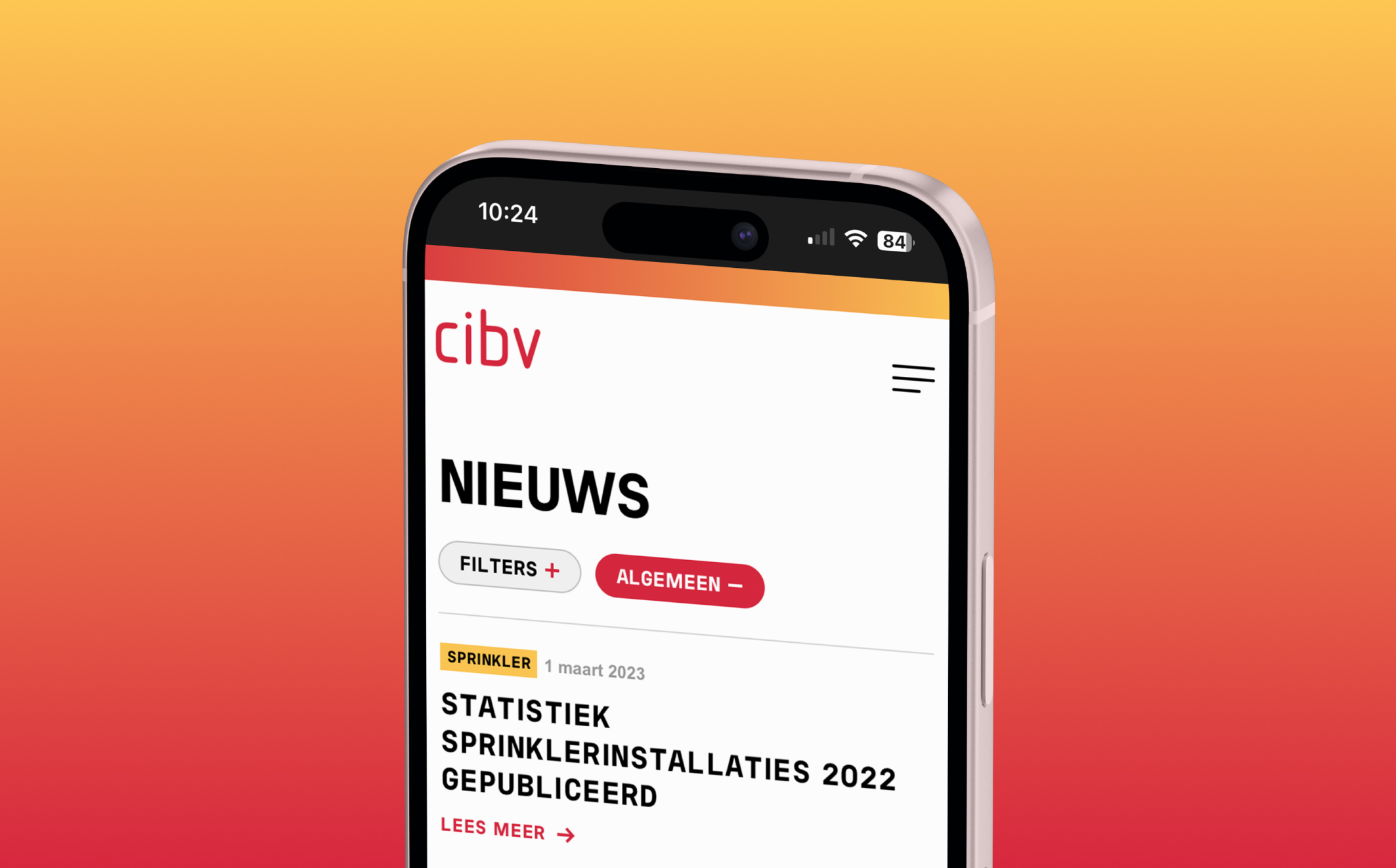 mockup van nieuws pagina mobile cibv
