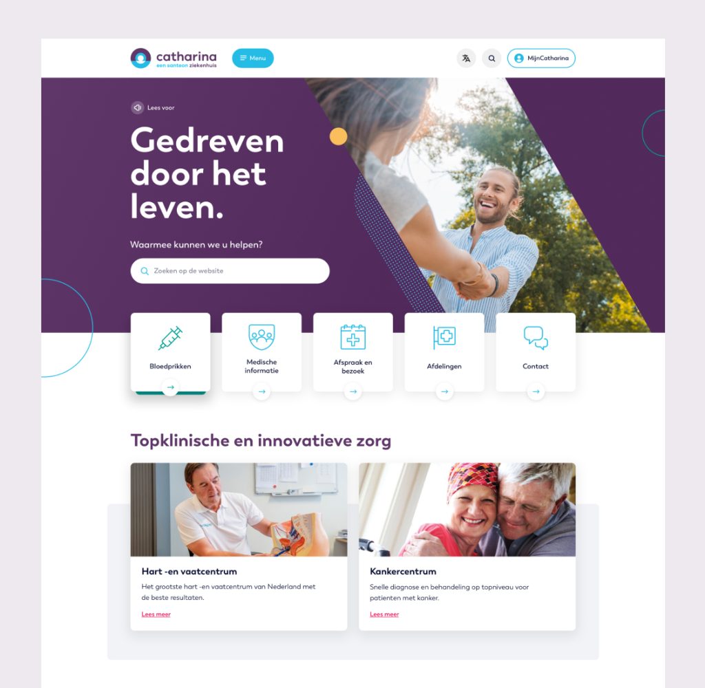 Homepage ziekhuiswebsite
